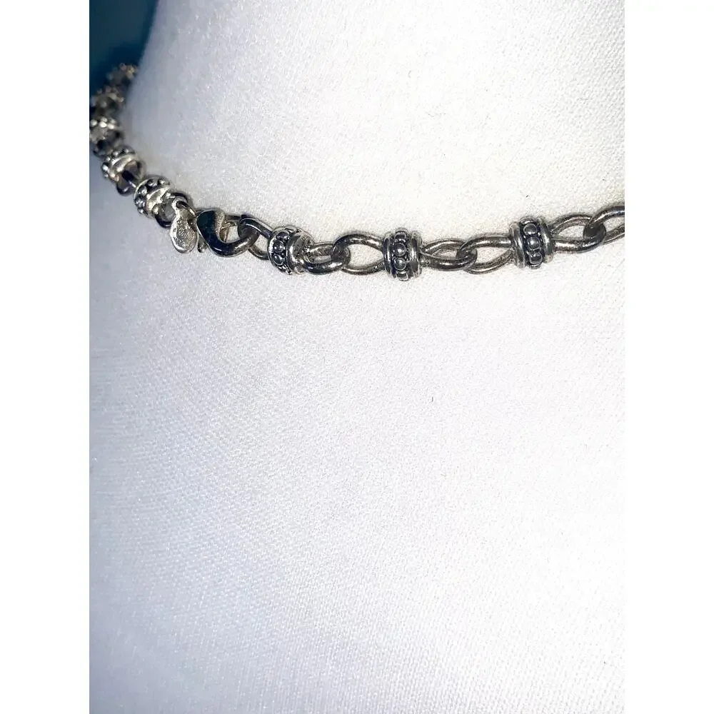 Vintage Premier Designs Silver Tone Bali Style Cable Chain Link Necklace EUC